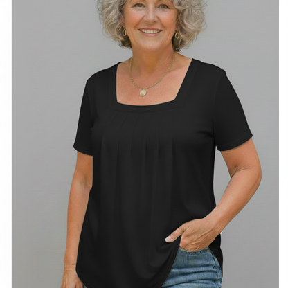 BRENDA | Soft, Pleated Cotton-Blend Comfort Top
