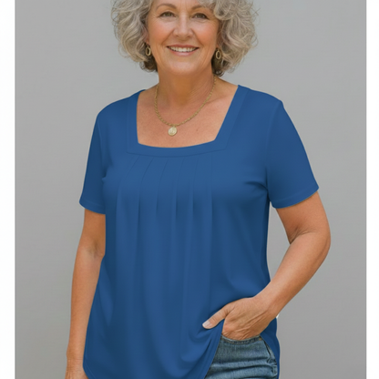 BRENDA | Soft, Pleated Cotton-Blend Comfort Top