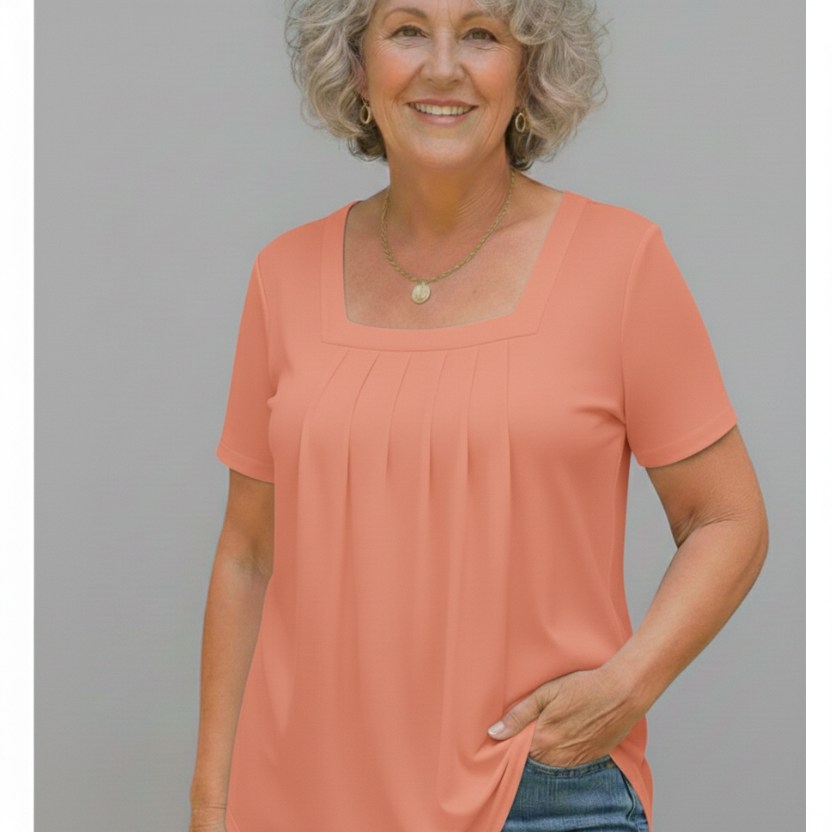 BRENDA | Soft, Pleated Cotton-Blend Comfort Top