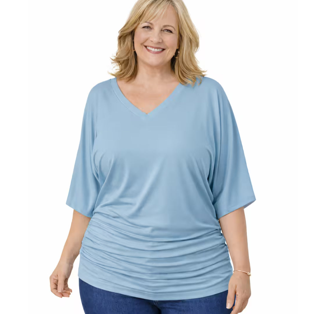 JESSICA | Easy-Wear Ruched V-Neck Top