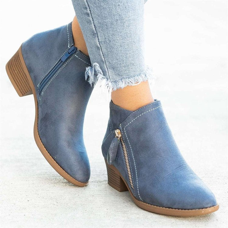 NINA | Comfort Suede Ankle Boots – Easy Zip, Anti-Slip & All-Day Support