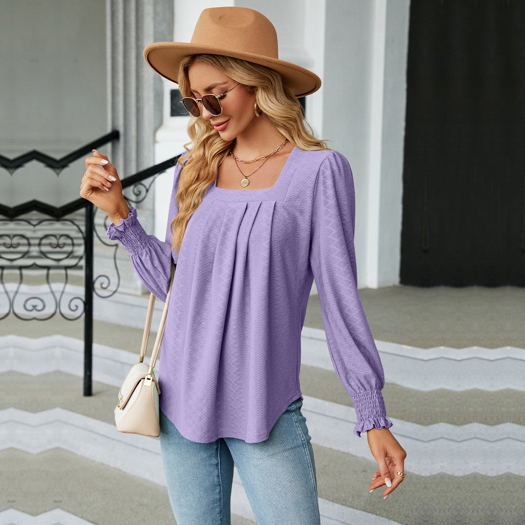 SOFIA | Jacquard Square Neck Relaxed Top